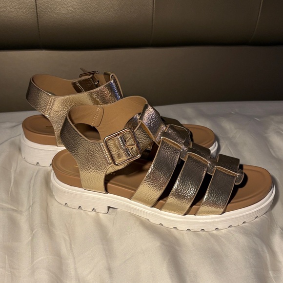 Soda Metallic Gold Women's Sandals - Picture 4 of 5
